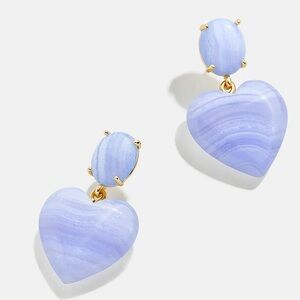 BaubleBar Juno Blue Lace Agate Stone Heart Earrings New
